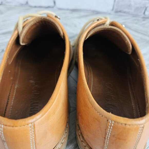 Jimmy Choo Womens EU 40 US 9 Shoes Tan Cap Toe Leather Oxford Italy Made Luxury - Picture 16 of 16